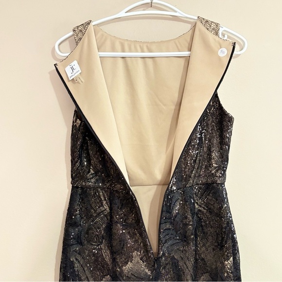 Julia Jordan Black & Nude Cocktail Dress Intricate Sequin Gorgeous Lace - Picture 15 of 16